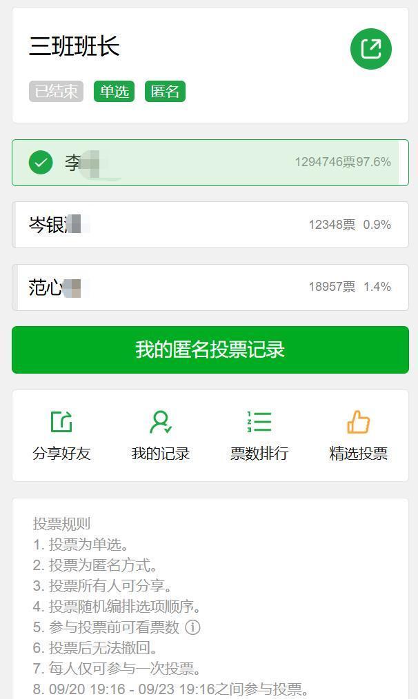 某校三班班长选举引爆网络，132万网友参与投票