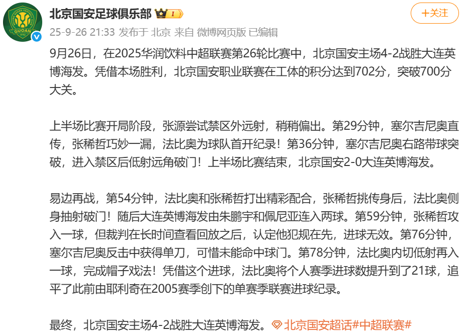 法比奥庆祝帽子戏法