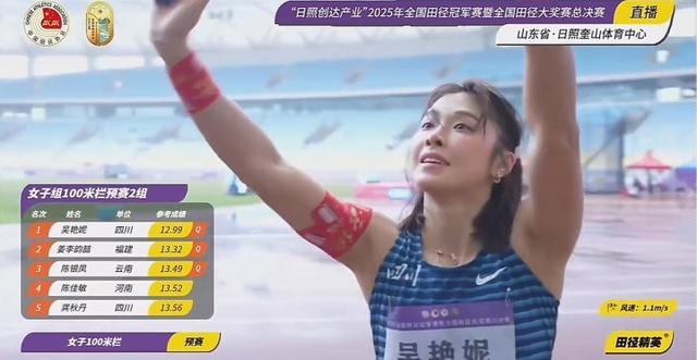 吴艳妮100米栏预赛12秒99夺冠 全国田径冠军赛再创佳绩
