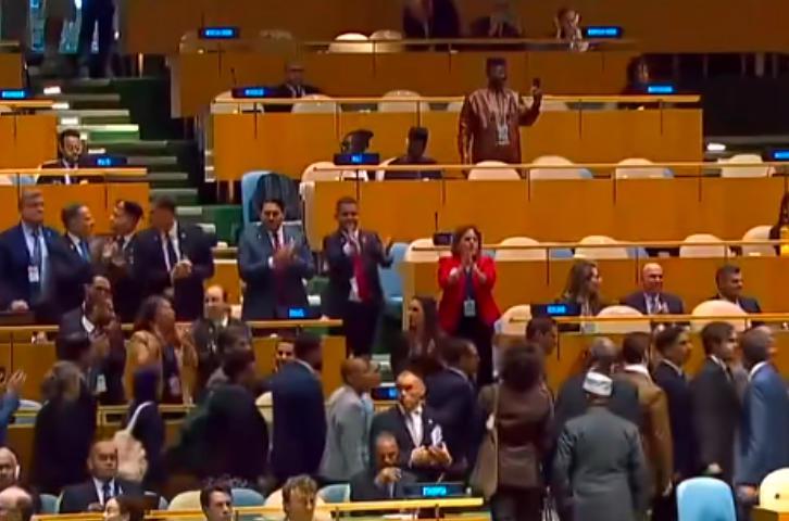 内塔尼亚胡联大演讲现场