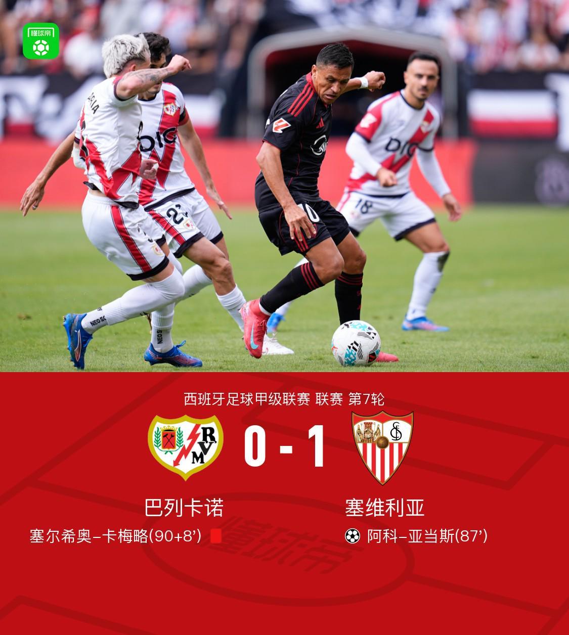 塞维利亚客场1-0绝杀巴列卡诺，亚当斯制胜球成焦点