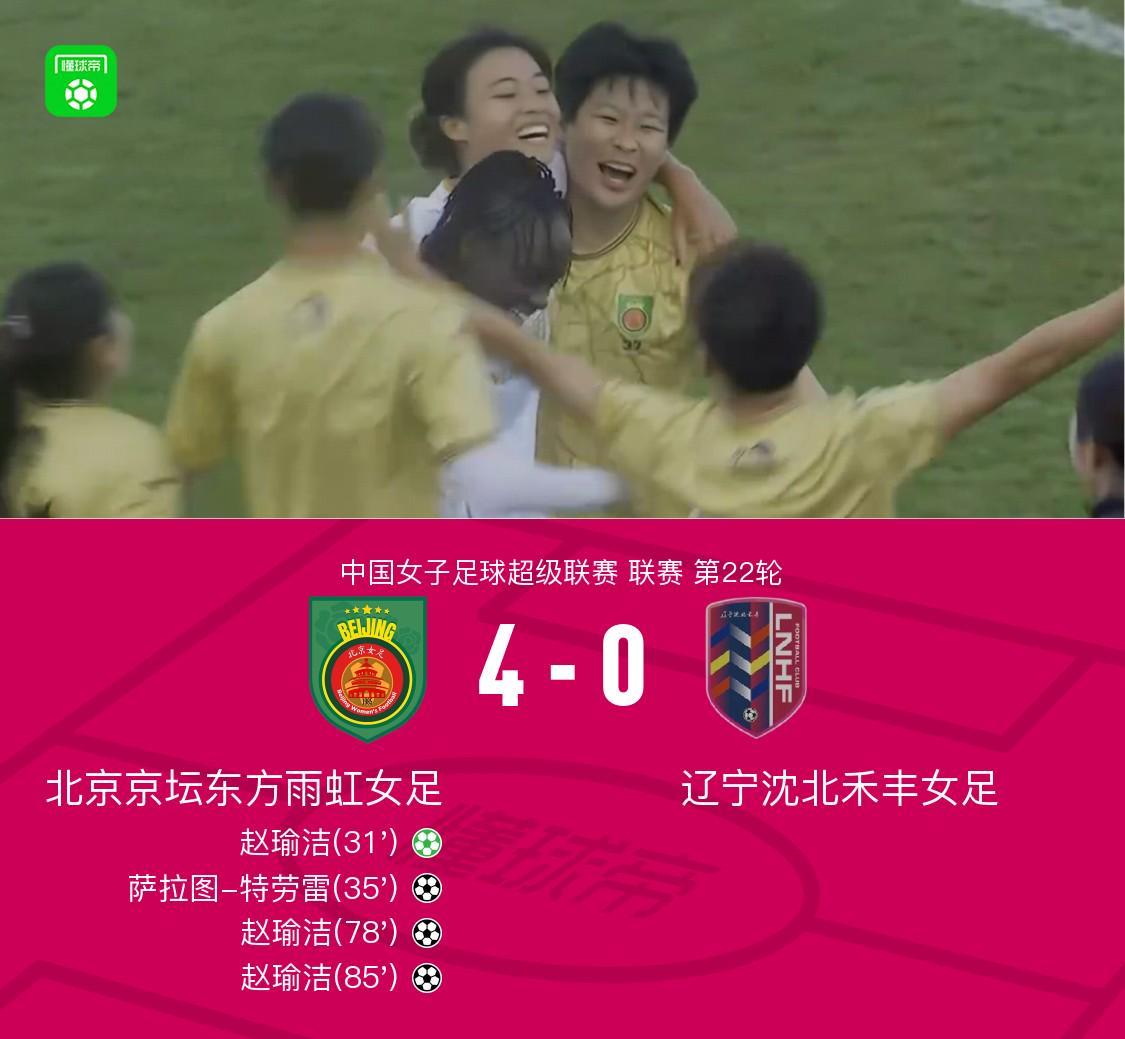 北京女足4-0横扫辽宁 赵瑜洁帽子戏法助队夺冠