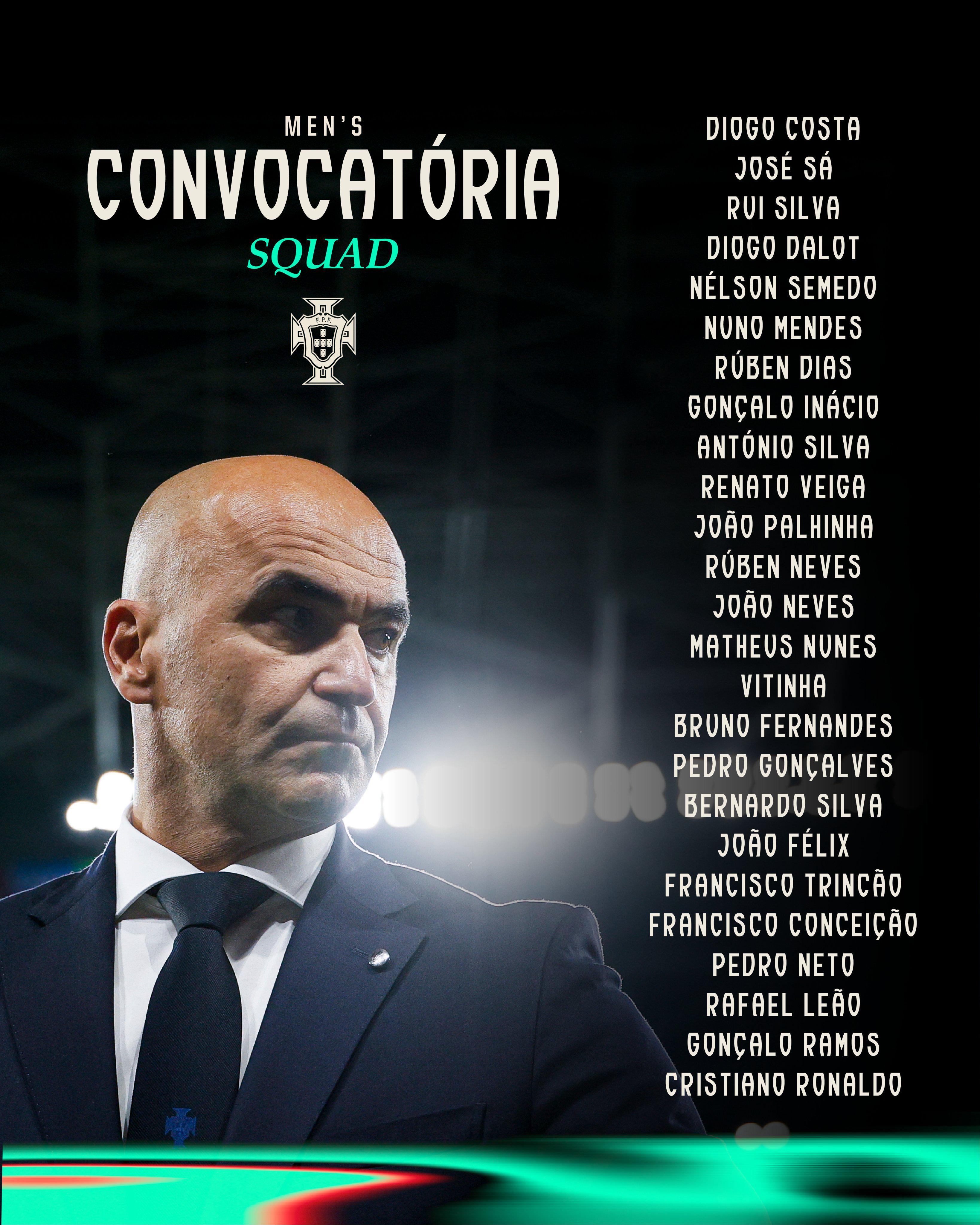 葡萄牙国家队大名单公布：C罗领衔，维蒂尼亚等新星入选