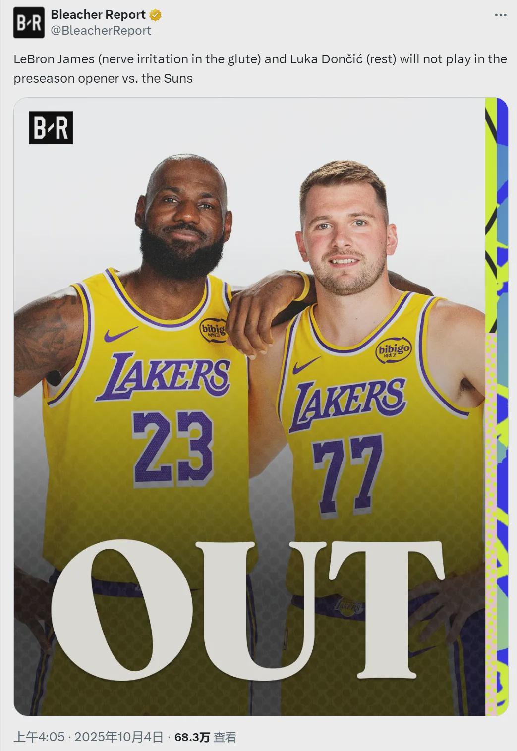 湖人季前赛大调整：东契奇、詹姆斯领衔五人退赛，阵容变动引热议