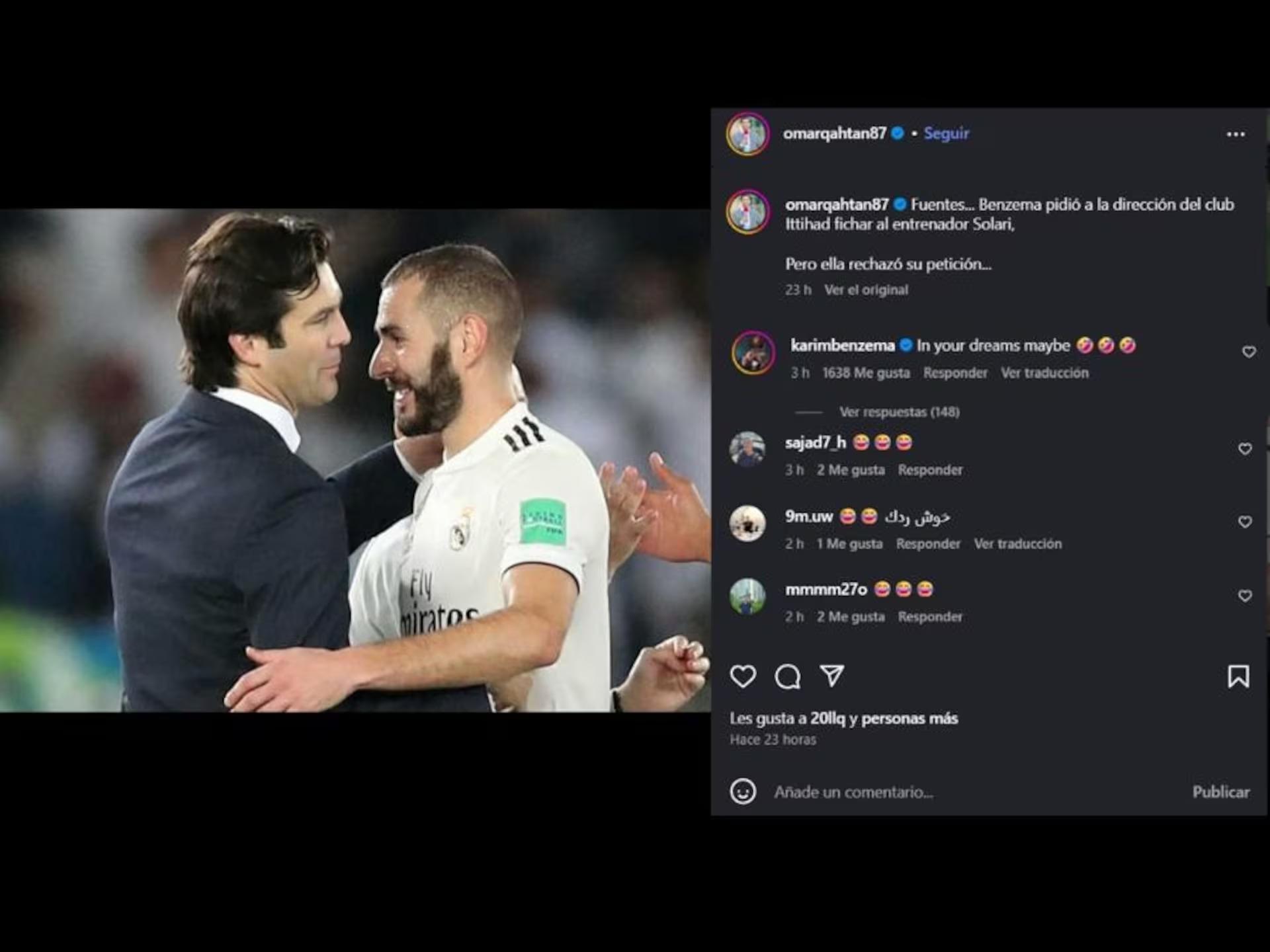 本泽马辟谣：否认邀请索拉里执教吉达联合传言