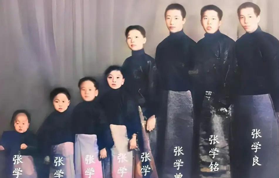 张学良与七兄弟合影