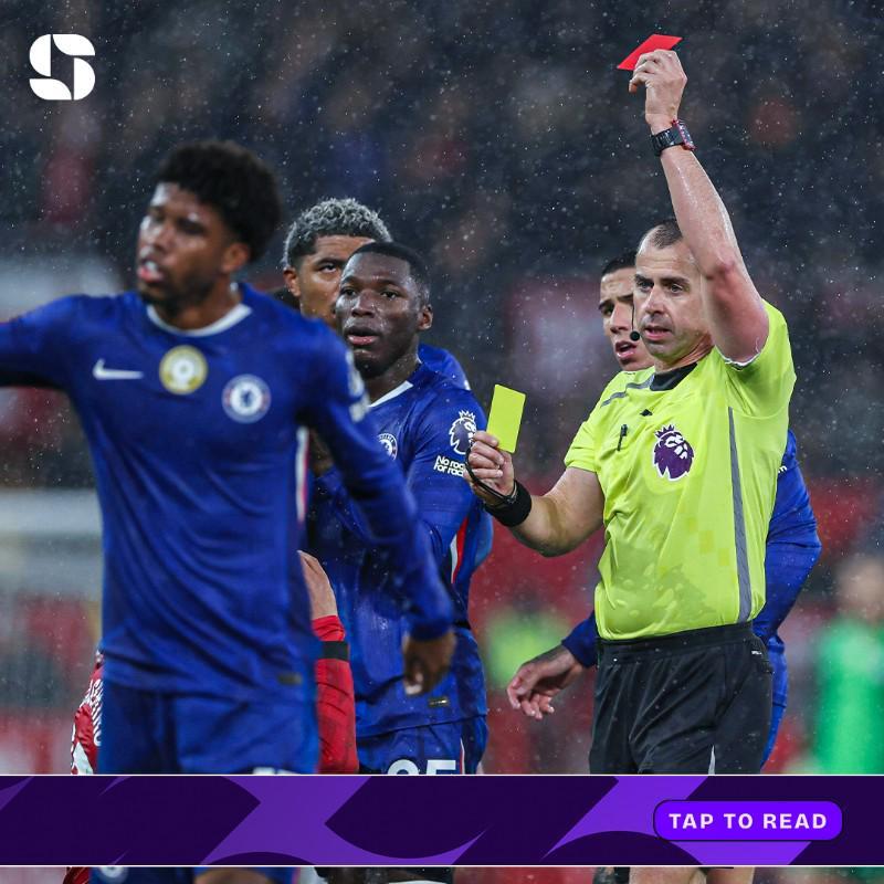 2022-2023赛季英超红黄牌统计：切尔西15红388黄领跑