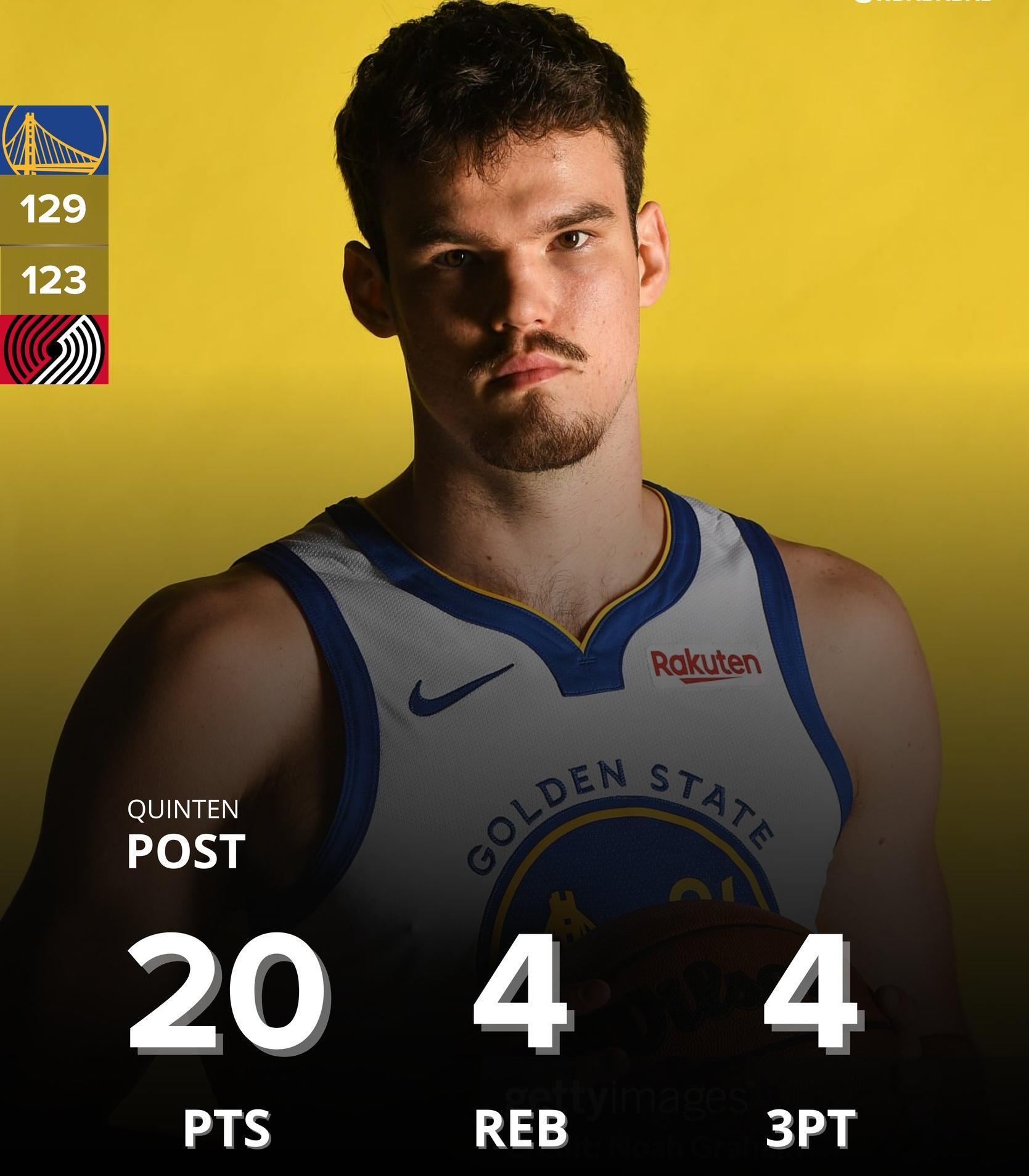 板凳奇兵波斯特末节爆发！15分助勇士21分大逆转开拓者