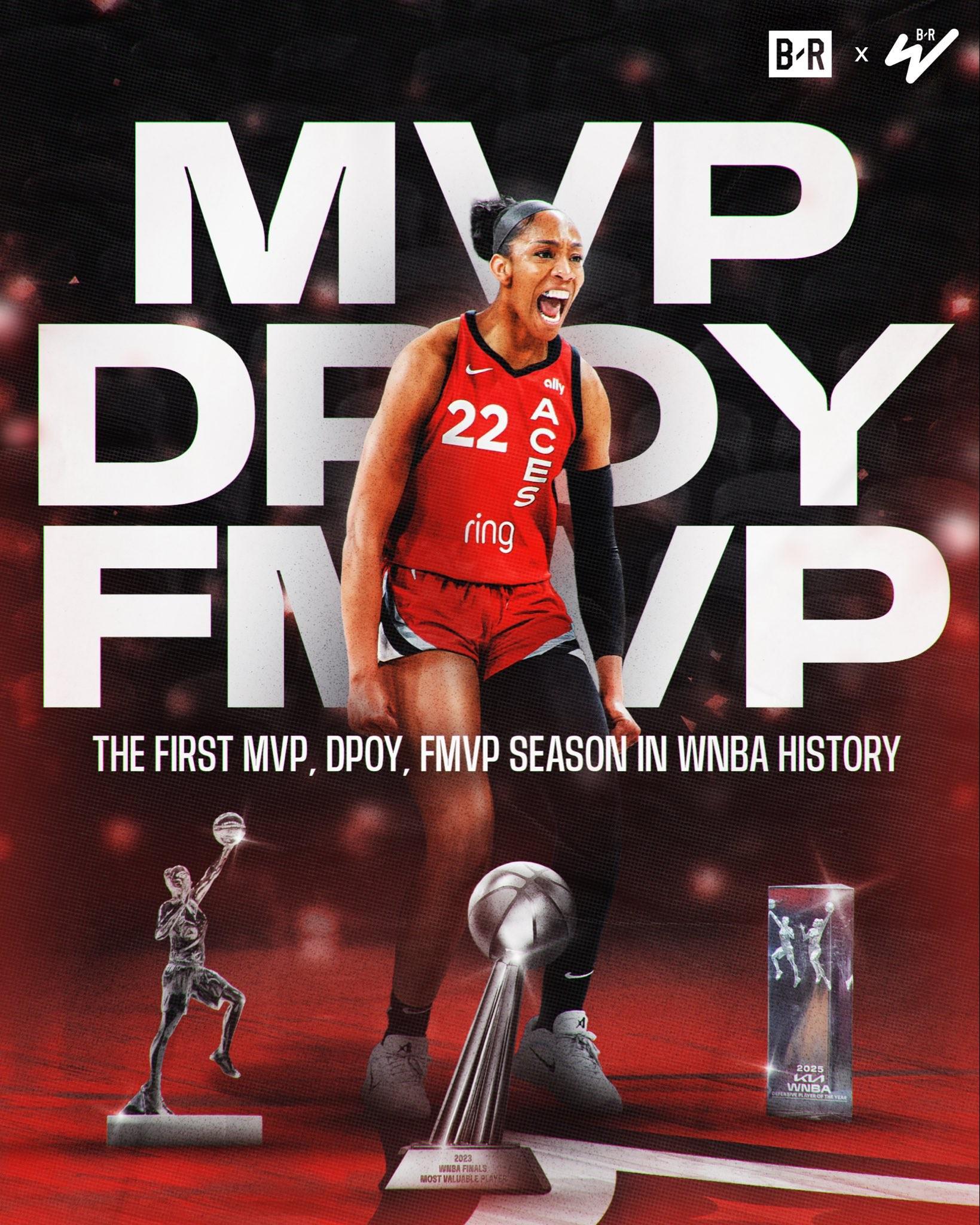 阿贾-威尔逊创WNBA历史：单赛季包揽MVP+FMVP+DPOY第一人