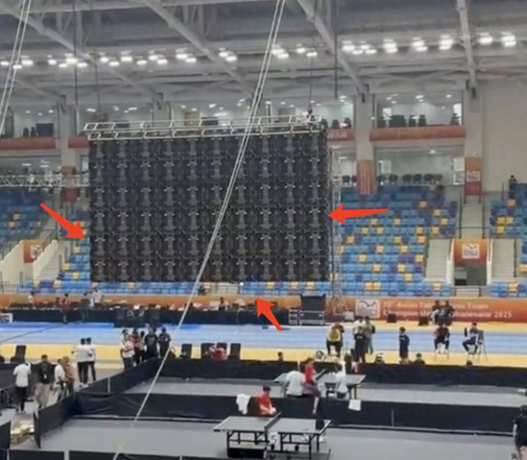 印度亚锦赛安全隐患：王楚钦莎莎或面临屏幕坠落风险，木梯作业引担忧
