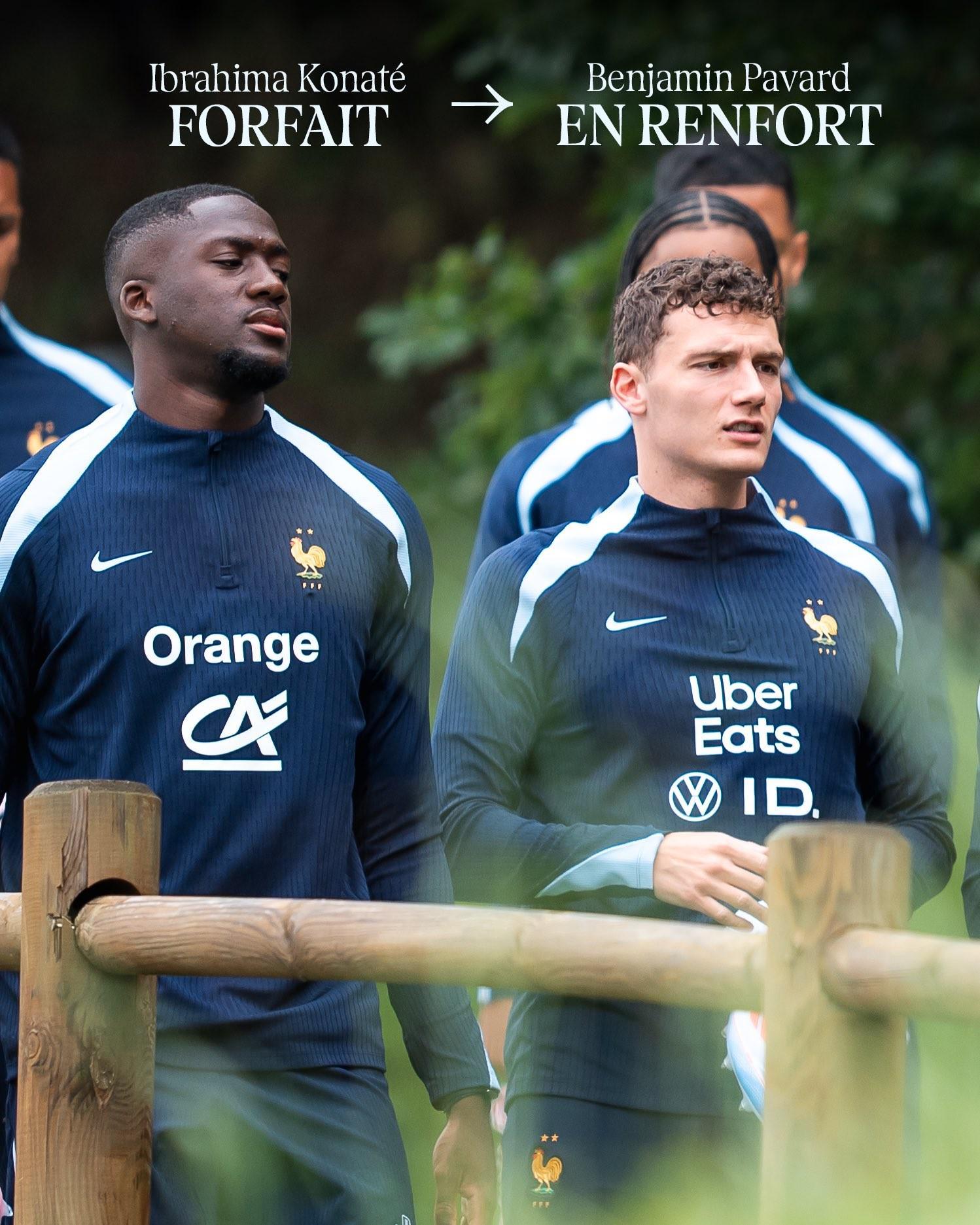 法国队换将：科纳特因伤退出，帕瓦尔紧急补招