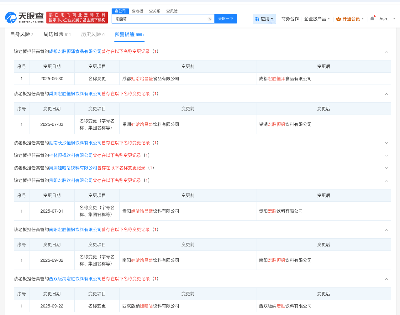 宗馥莉辞职前夕，娃哈哈多家关联公司更名“宏胜”引关注
