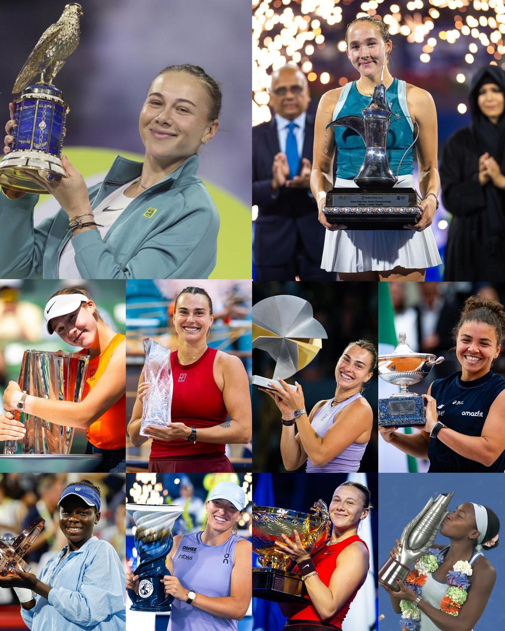2025年WTA1000赛完美收官，萨巴伦卡等三将各夺两冠