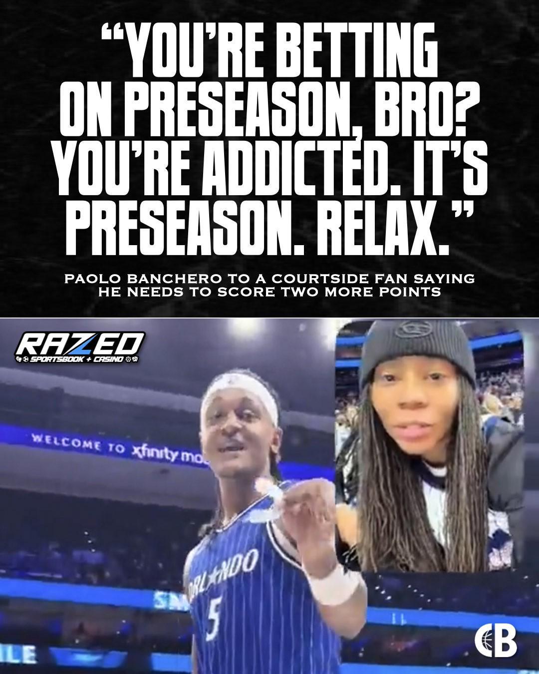 球迷喊话班切罗再得两分中奖，班切罗幽默回应季前赛赌局