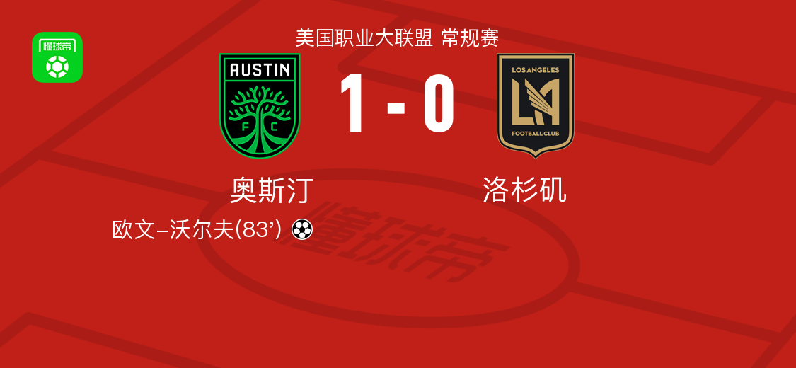 奥斯汀1-0力克洛杉矶：欧文-沃尔夫绝杀成关键