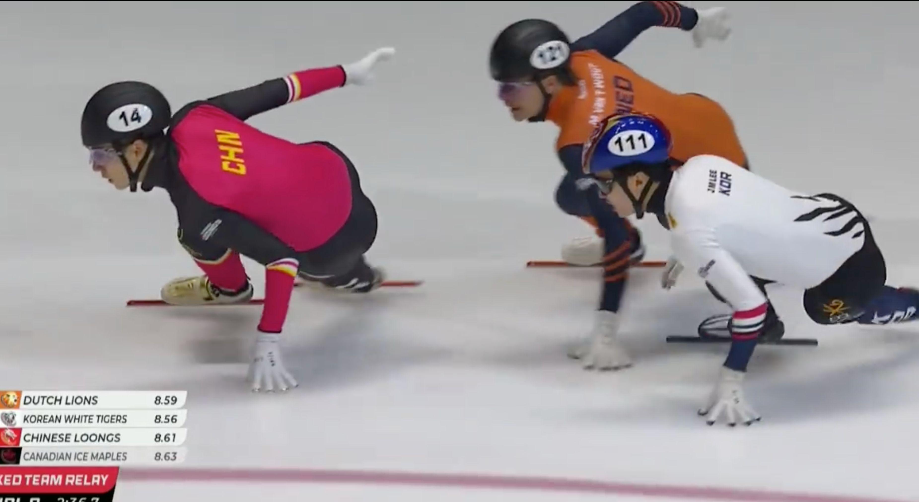 中国短道速滑队逆袭夺冠！2000米混接绝杀韩国荷兰