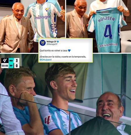 赫伊森现身马拉加观赛，获赠专属4号球衣