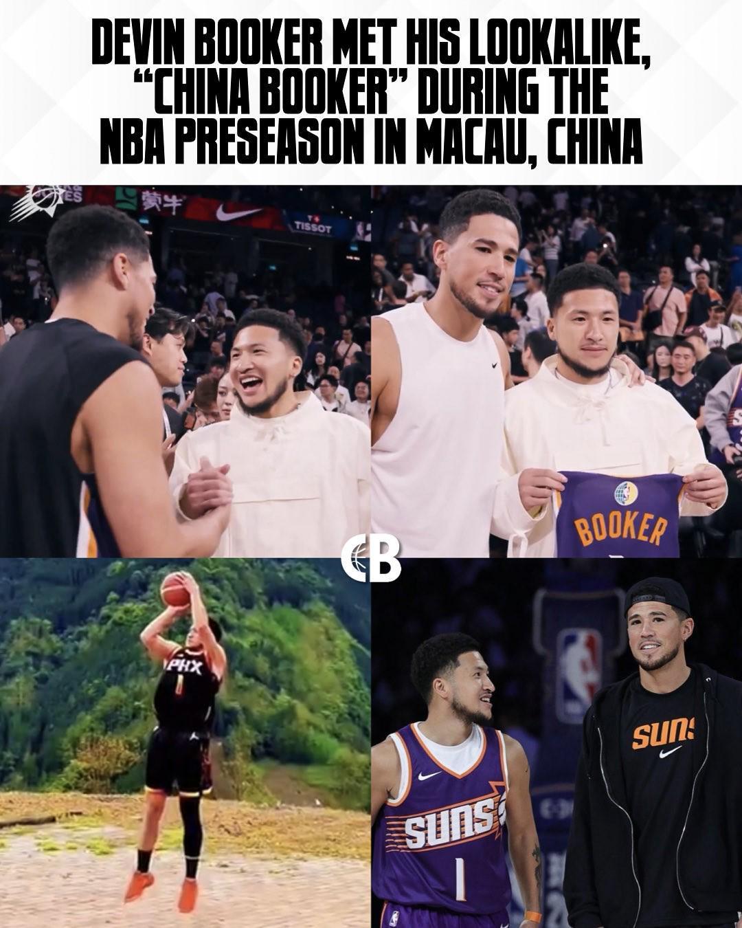 德文·布克中国赛与‘中国布克’同框，赠球衣引热议