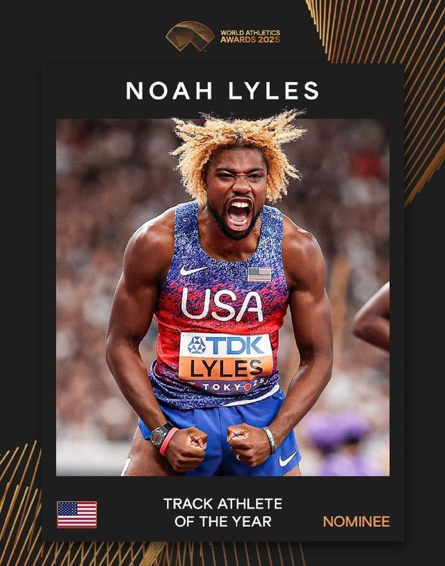 2025世界田联年度最佳运动员候选名单揭晓：莱尔斯、麦克劳林领衔