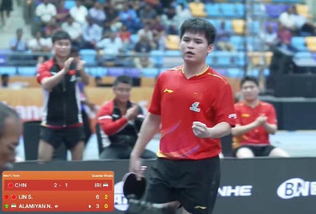 乒乓球亚锦赛男团：中国队3-1力克伊朗，半决赛迎战日本