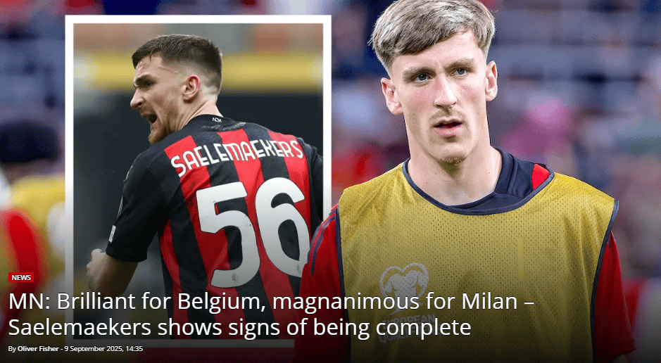 FIFA病毒重创AC米兰：萨勒马克尔斯伤缺，阿莱格里变阵应对紫百合