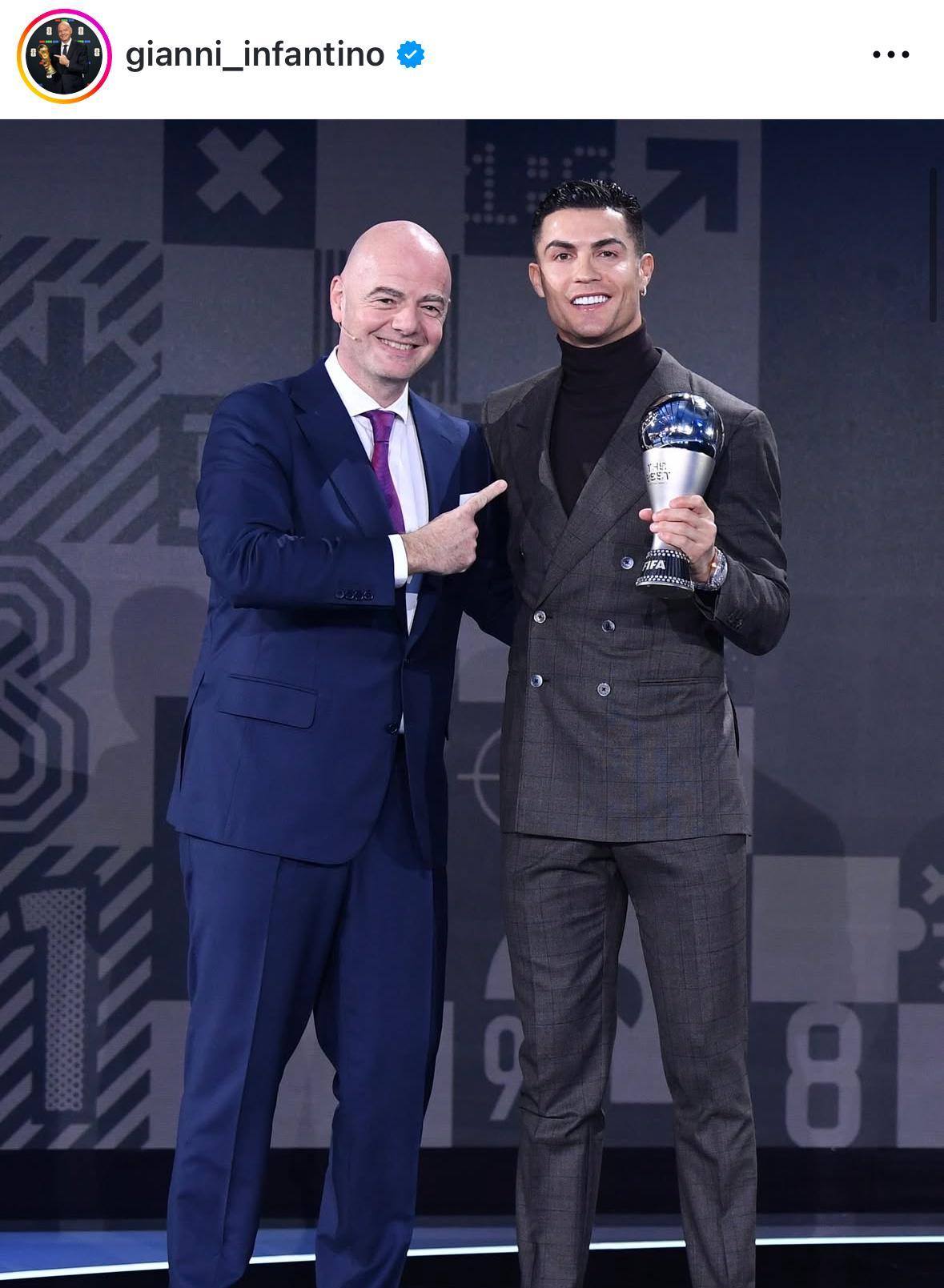 因凡蒂诺盛赞C罗：世预赛历史射手王，41球创非凡纪录