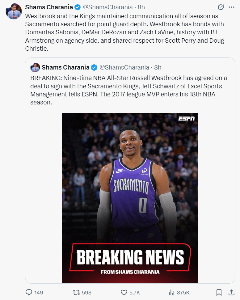 国王队1签1续强化阵容：威少加盟引热议，5后卫轮换成焦点