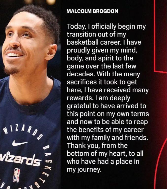 NBA突发！最佳第六人布罗格登宣布退役，仅距新赛季6天