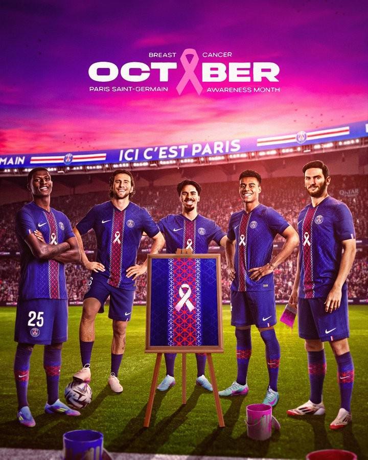 巴黎圣日耳曼主场战白堡：特制球衣助力抗击乳腺癌