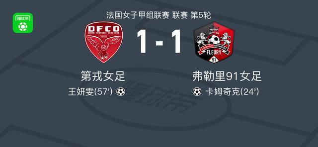 第戎女足1-1战平弗勒里91女足：卡姆奇克破门，王妍雯建功