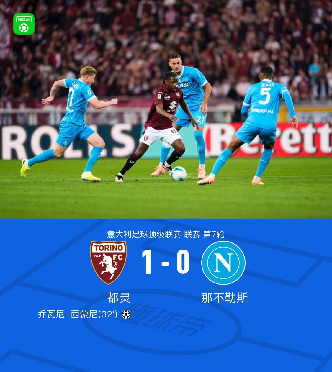 都灵1-0力克那不勒斯：西蒙尼破门，弗拉希奇中柱成焦点