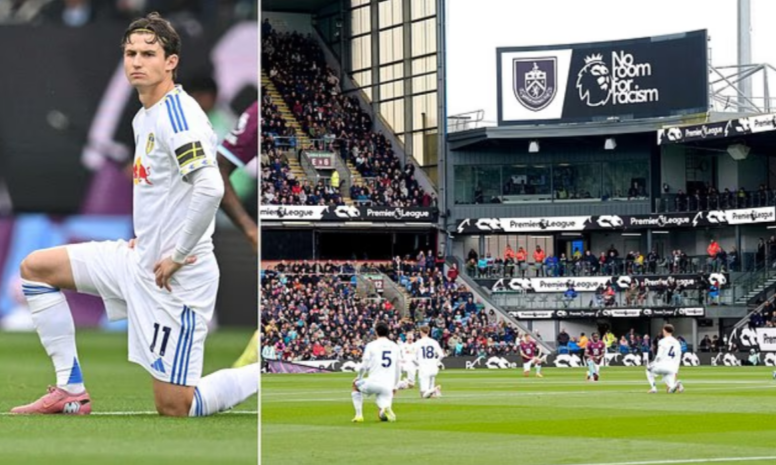 英超单膝跪地仪式再引争议：利兹前锋勒温拒绝参与，现场遭嘘