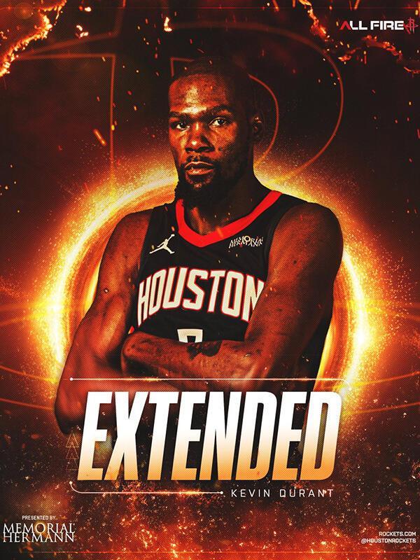 重磅！休斯顿火箭正式续约凯文-杜兰特，签下两年9000万合同