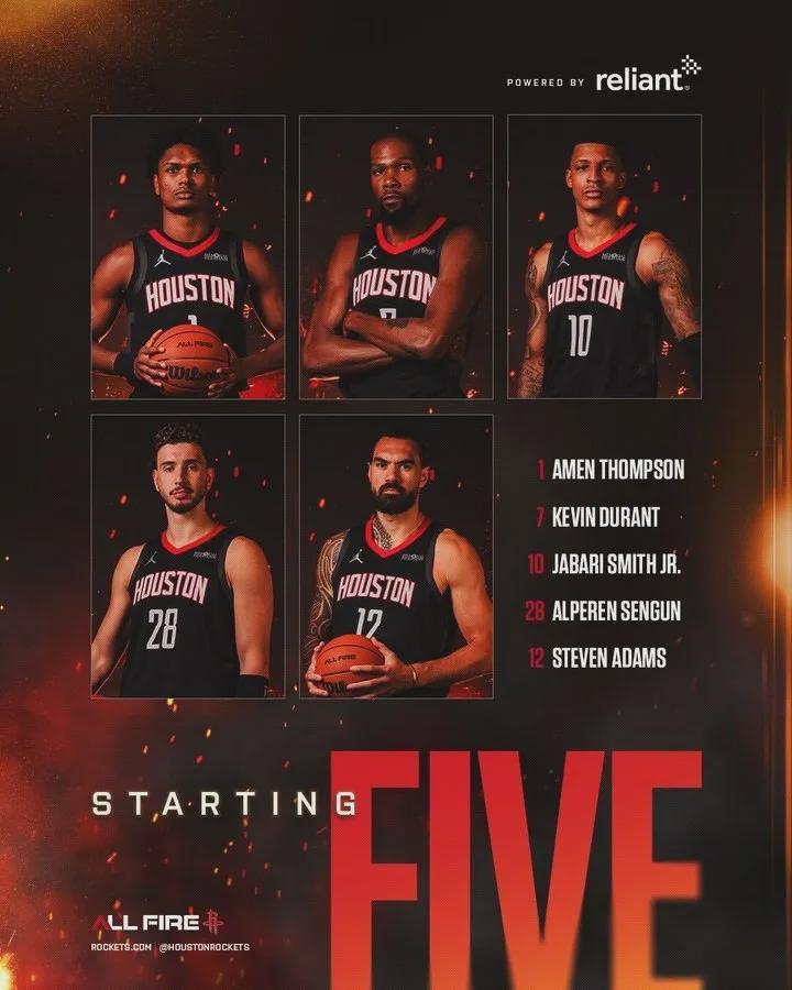 火箭揭幕战首发阵容曝光！NBA历史最高首发五虎诞生