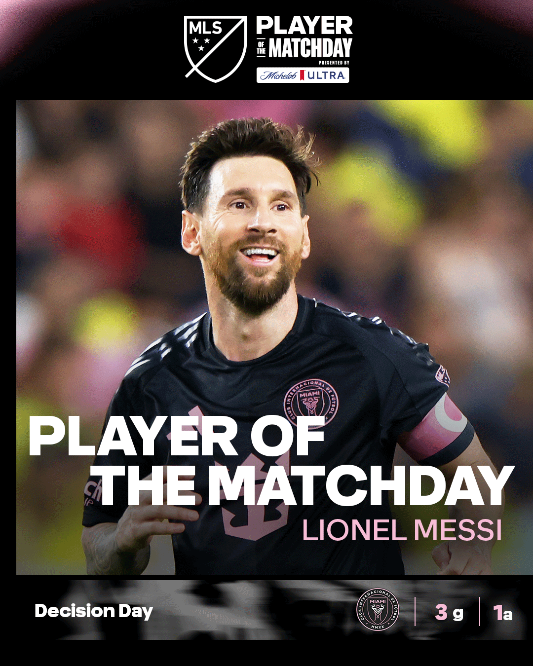 梅西荣膺美职联常规赛末轮最佳，赛季第七次获此殊荣