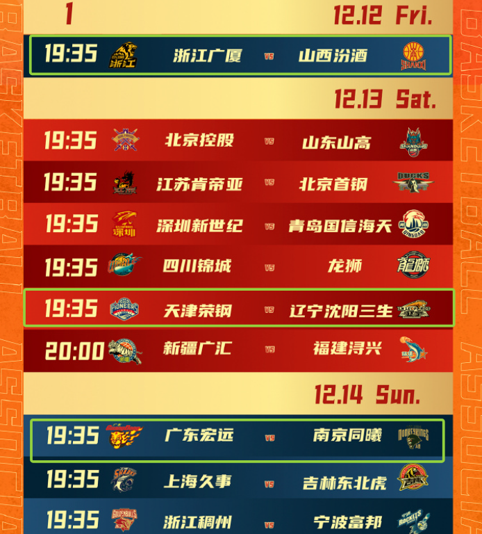 CBA新赛季赛程官宣：广厦VS山西揭幕，辽篮复仇战引关注
