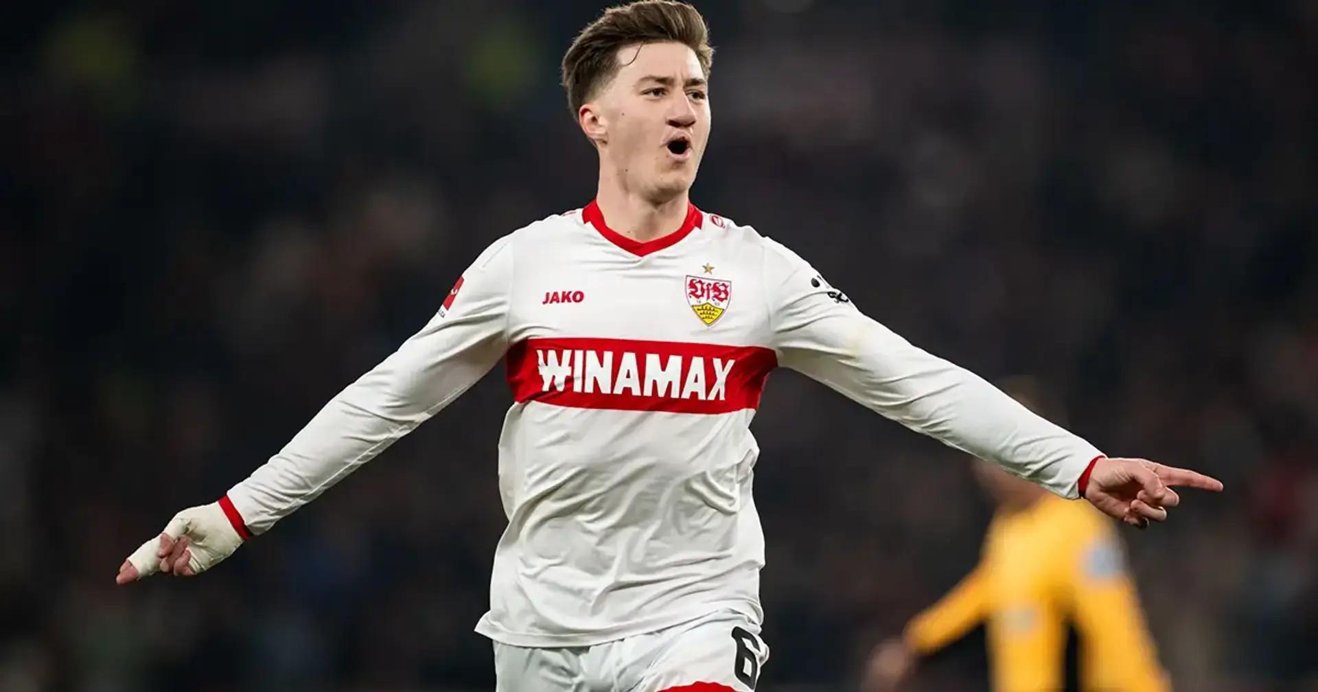 德天空：斯图加特中场施蒂勒标价5000万欧，曼联等豪门关注