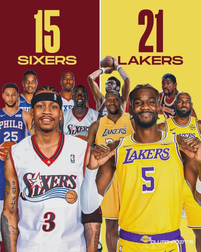 NBA各队状元数大揭秘：湖人21人居首，76人活塞15人，步行者0人