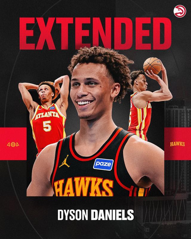 亚特兰大老鹰官宣：与丹尼尔斯达成4年1亿美元续约合同