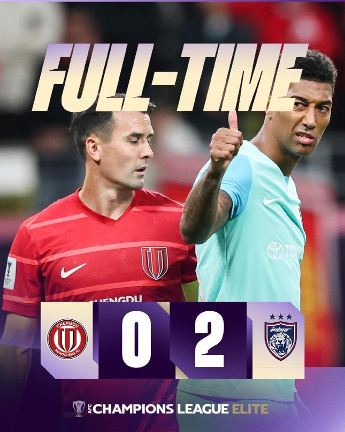 成都蓉城0-2负于柔佛新山:控球率占优但射门效率低下