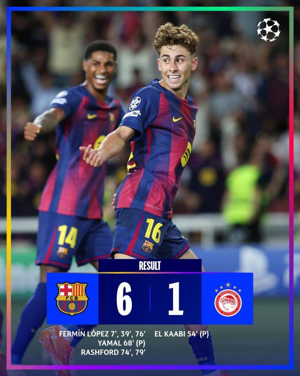 欧冠第3轮激战：巴萨6-1狂胜，大巴黎7-2碾压，阿森纳4-0完胜马竞