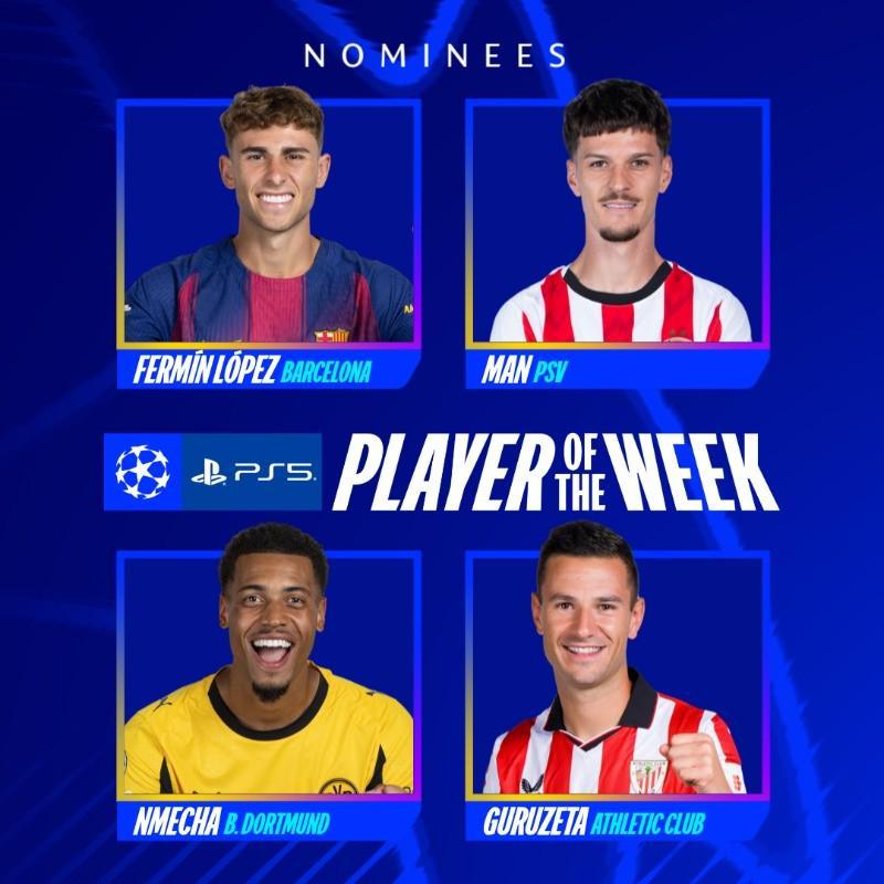 欧冠第三轮最佳球员候选：费尔明、恩梅加等四人入围