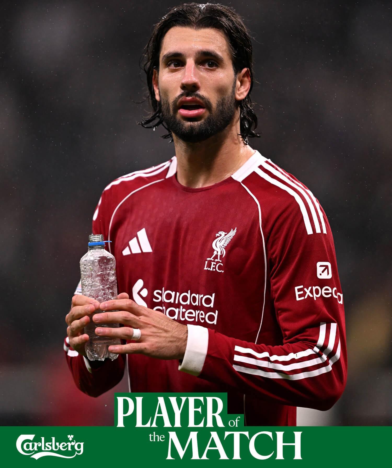 传射建功！索博斯洛伊荣膺利物浦对阵法兰克福最佳球员