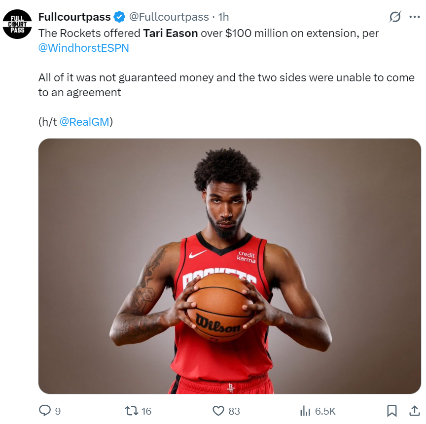 火箭伊森续约失败：斯通‘不平等条款’再引争议