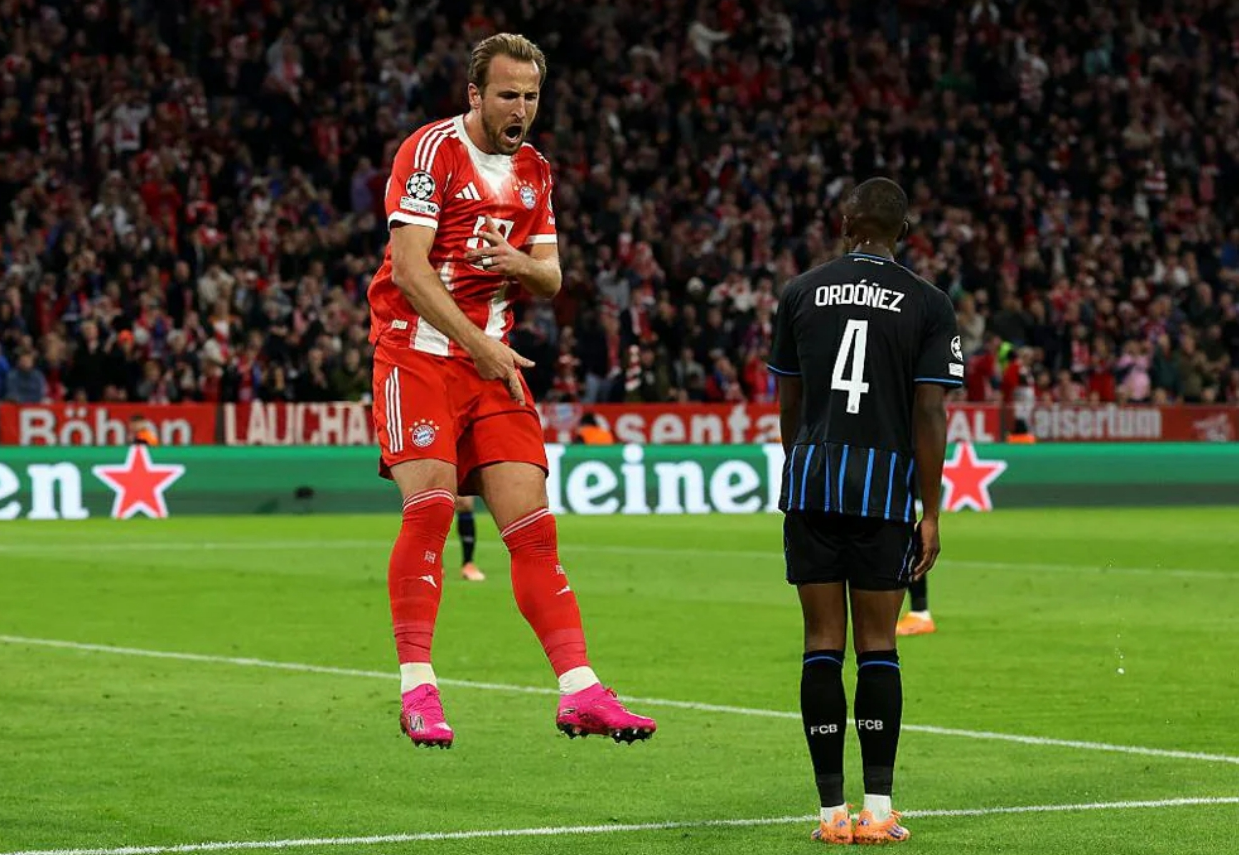 凯恩欧冠对阵布鲁日全场数据：6射3正1球，表现全面