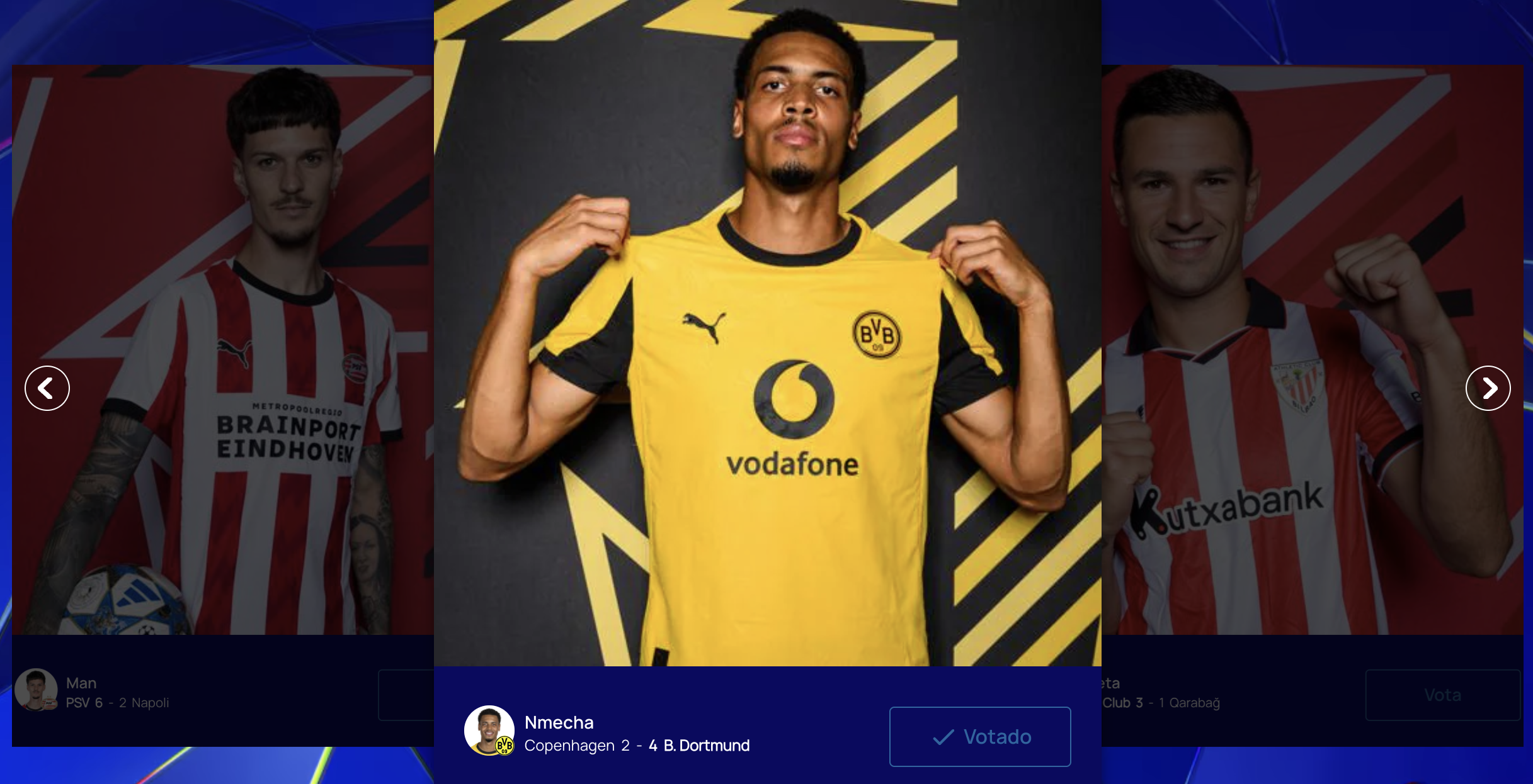 欧冠第三轮最佳球员候选揭晓：恩梅查、曼等四人入围