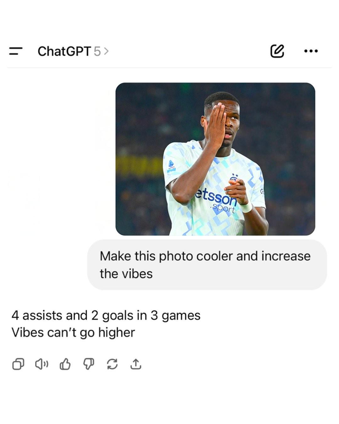 国米创意互动：AI为博尼修图，3场2球4助攻引爆氛围