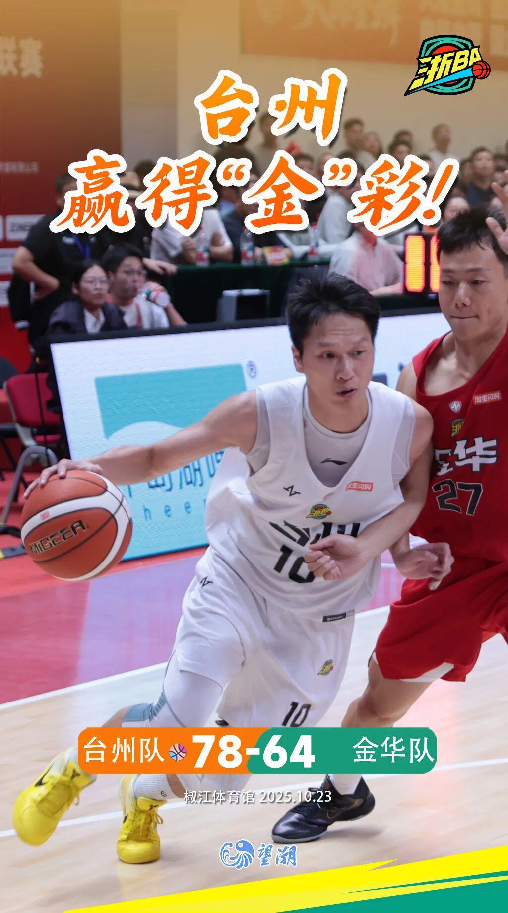 台州队78:64力克金华队，浙BA城市争霸赛精彩纷呈