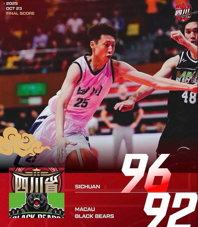 广东全运劲敌四川男篮终止3连败，赵嘉仁23分率队逆袭