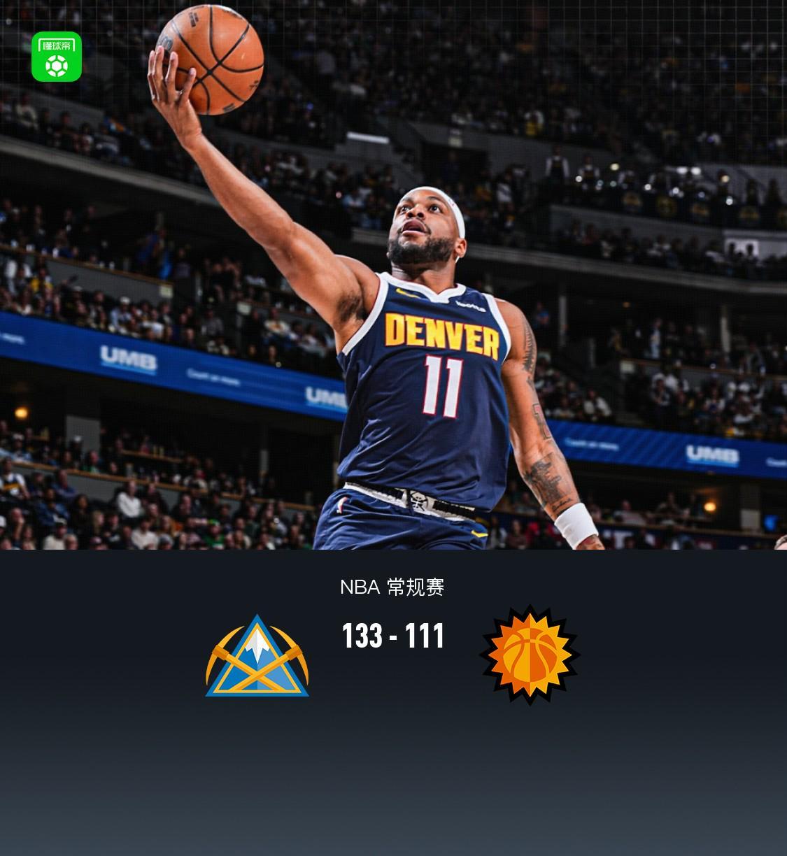 掘金133-111大胜太阳：约基奇三双闪耀，布克31分难救主